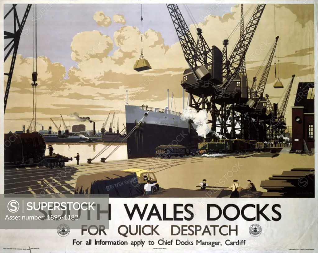 Great Western Railway poster. Artwork by Albert G Martin. Published by the Docks and Inland Waterways.