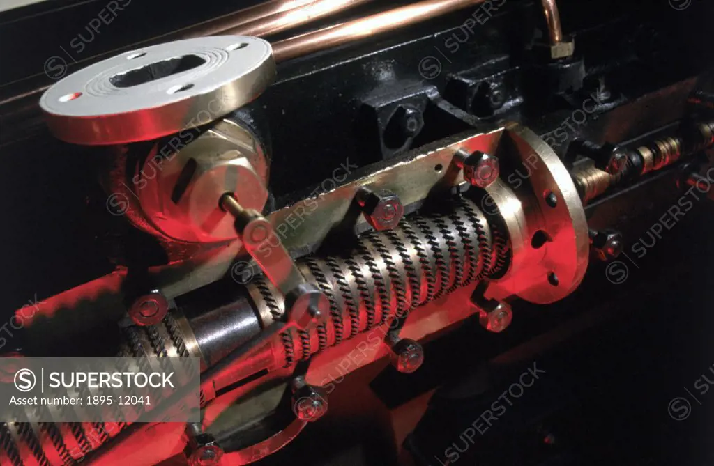 Detail. Made by Clarke, Chapman, Parsons & Co, this machine was the forerunner of the turbo-generators that today provide most of the world´s electric...