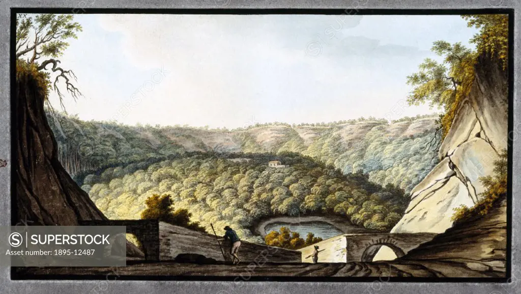 Hand-coloured etching by Peter Fabris (active 1768-1779), under the direction of William Hamilton. Illustrated plate from Hamilton´s studies of Italia...