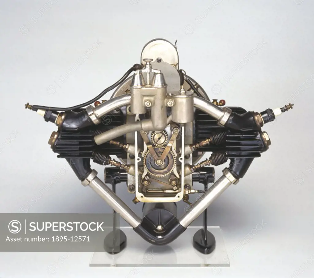 This 350cc two-cylinder, air-cooled petrol motorcycle engine was introduced by the Douglas Brothers of Bristol in 1907 and includes improvements paten...