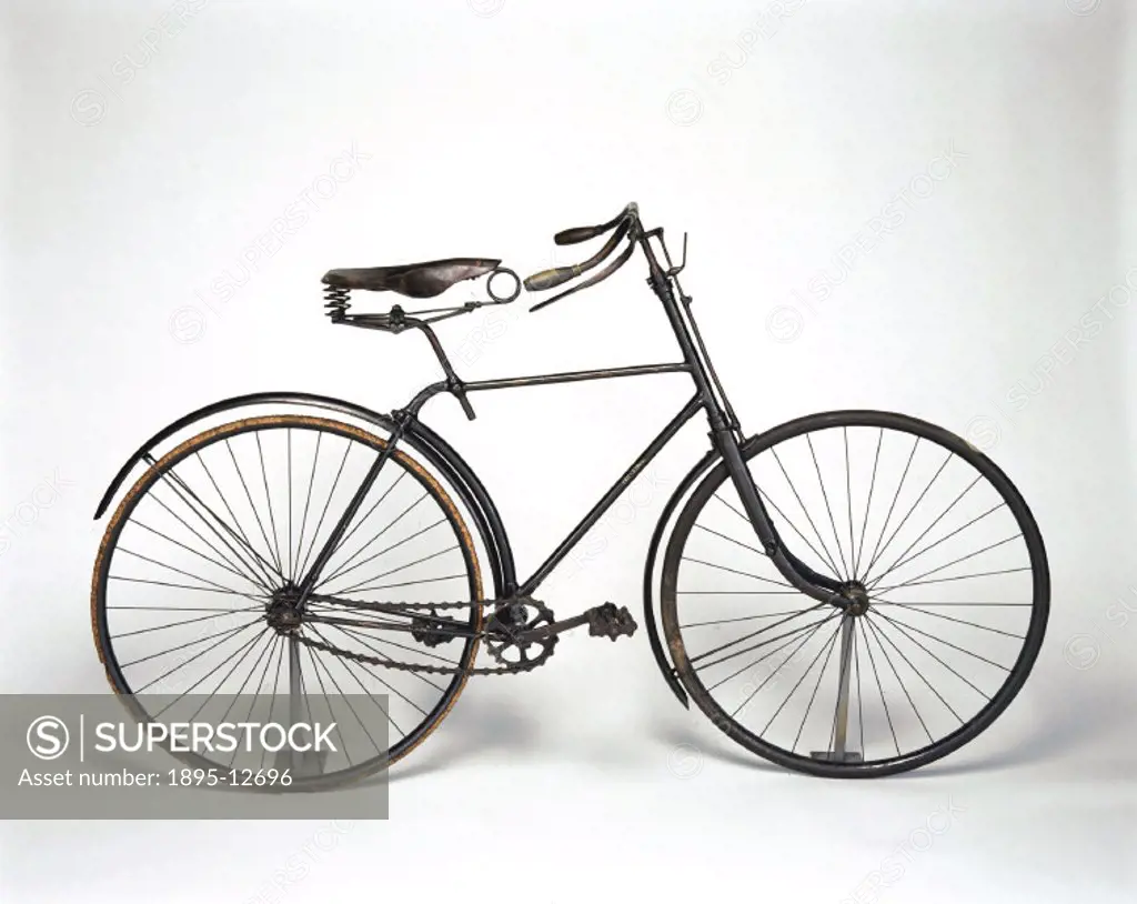 This bicycle contains several improvements patented by Mr G Singer in 1888 including a stage in the development of the diamond frame and was made by M...