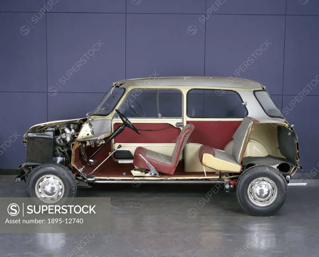 Sectioned. Designed by Sir Alex Issigonis, the Mini-Minor was introduced as a new concept in British automobile design, with the desire to gain the ma...