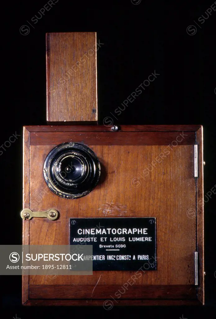 Lumiere Cinematographe no 8, 1896. The Cinematographe, invented by Auguste (1862-1954) and Louis (1864-1948) Lumiere, was a combined camera projector ...