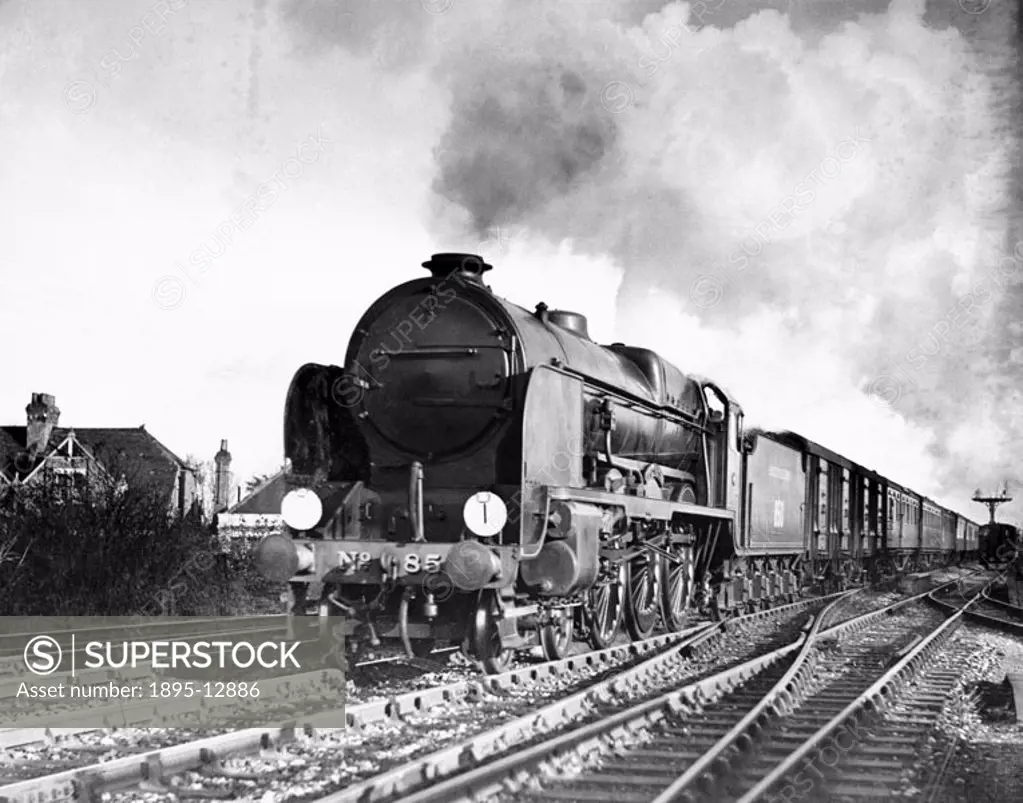 Southern Railway 4-6-0 steam locomotive No 850 ´Lord Nelson´ passing Shorncliffe with an ´up´ Boulogne boat express bound for Victoria station in Lond...