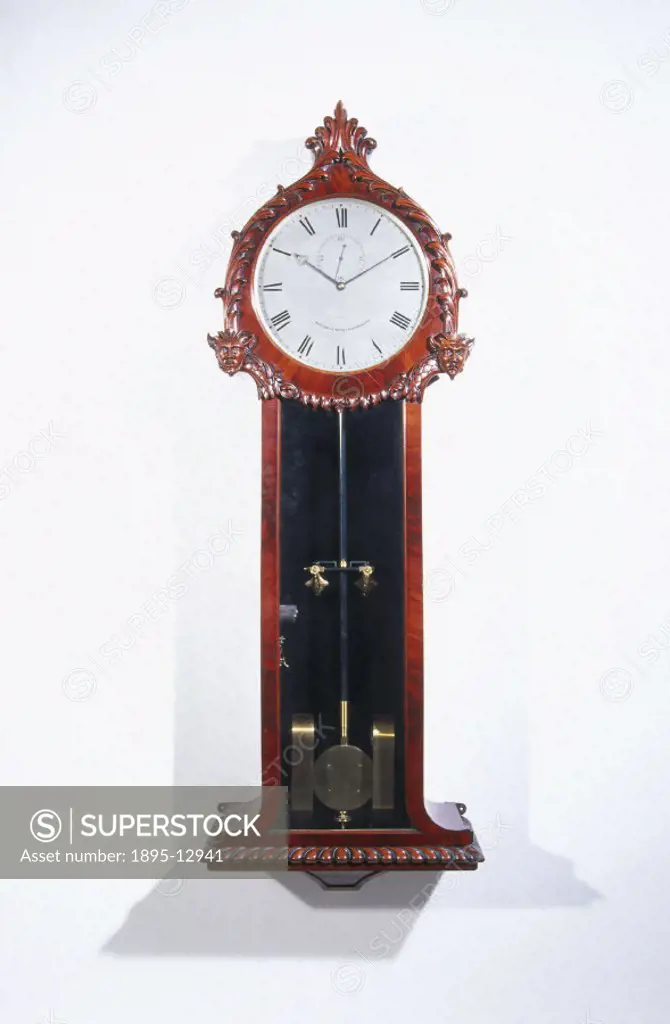 This is an early example of the work of Alexander Bain (1810- 1877), a Scottish clockmaker and one of the pioneers of electric clocks. The pendulum bo...