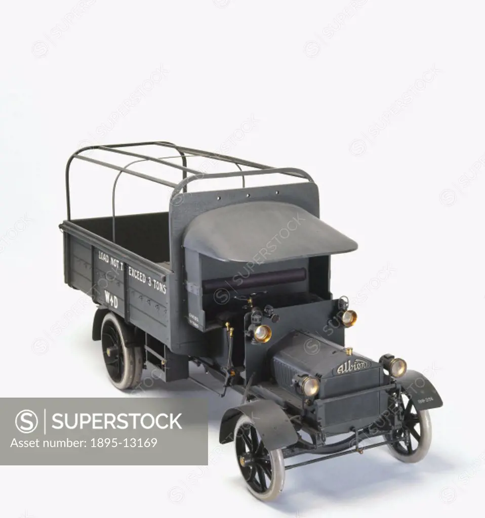 Model (scale 1:6). This is a three-ton Albion motor wagon fitted with a W D type body. About 6000 of these vehicles were made for the British Army bet...