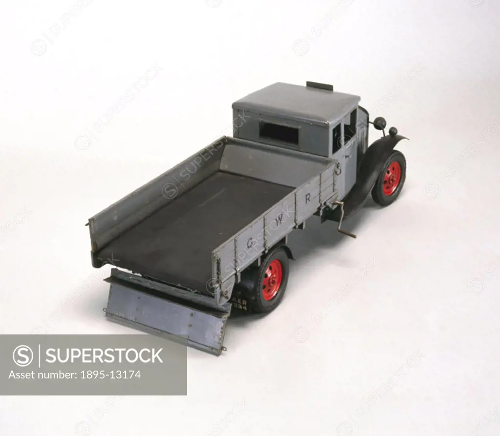 One of a fleet of lorries owned by the Great Western Railway (GWR) between 1923 and 1947 and used to transport goods to and from railway stations. Thi...