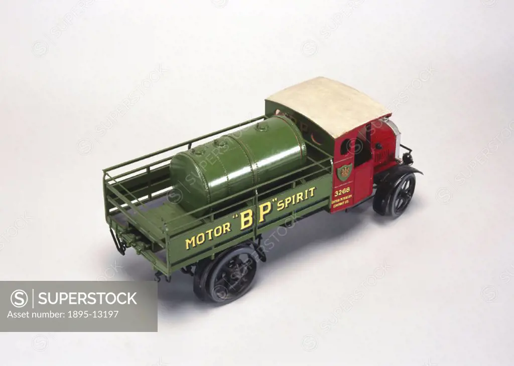 Scale model. This lorry was used to deliver BP petrol in the 1920s.