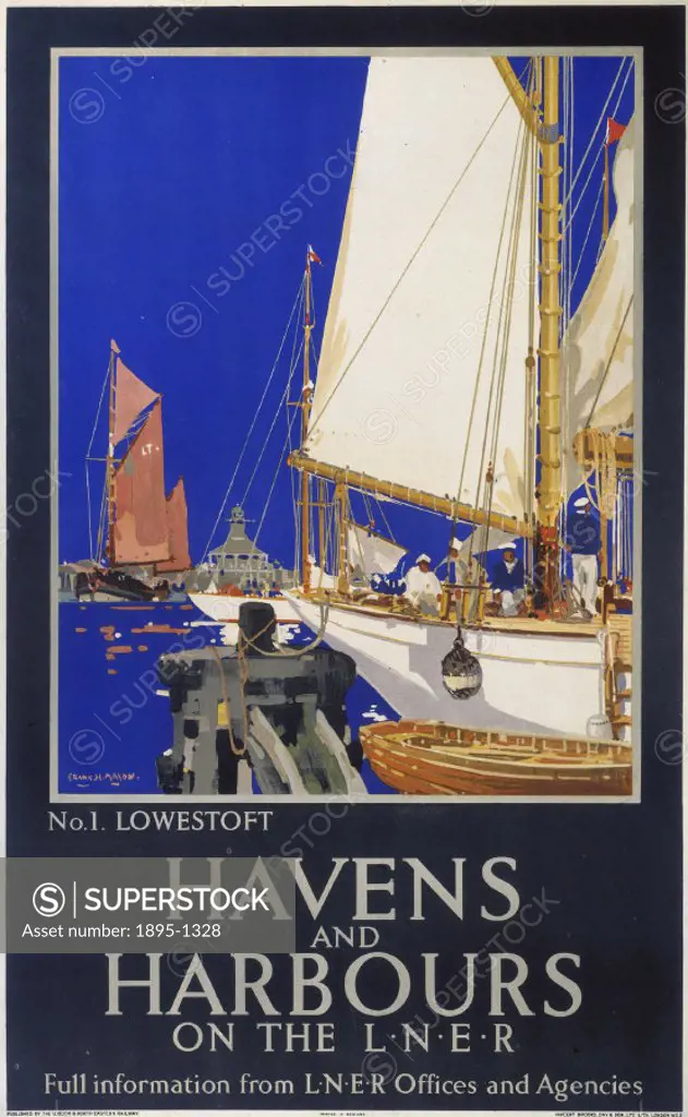 Poster produced for the London & North Eastern Railway (LNER) to promote the rail travel to the havens and harbours served by the railway. The poster ...