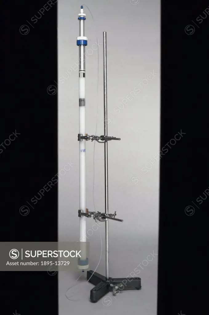 This resin column is one of several employed in separating and purifying insulin. Insulin is a protein hormone produced in the pancreas, which regulat...