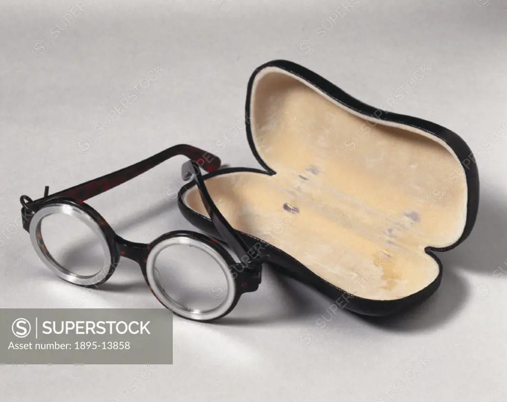 A pair of adaptive spectacles invented by Joshua D Silver, professor of physics at Oxford University. Spectacles have been in use in the West for at l...