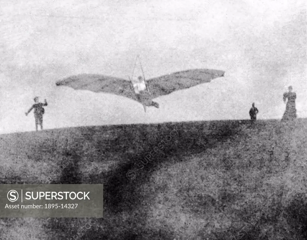 This is the first photograph of a successful heavier-than-air flight in Britain. Percy Sinclair Pilcher (1867-1899) was a partner in the firm Wilson a...