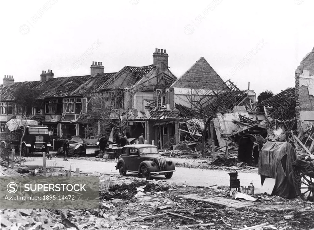 Bomb damage, Mitcham, Surrey, Second World War, 20 September 1944.