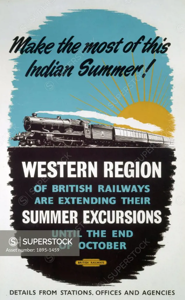 Poster produced by British Railways (BR) to promote the extensions to the companys summer excursions. Artwork by an unknown artist.