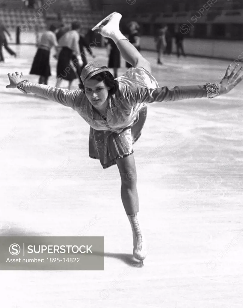 Woman ice-skating, c 1930s