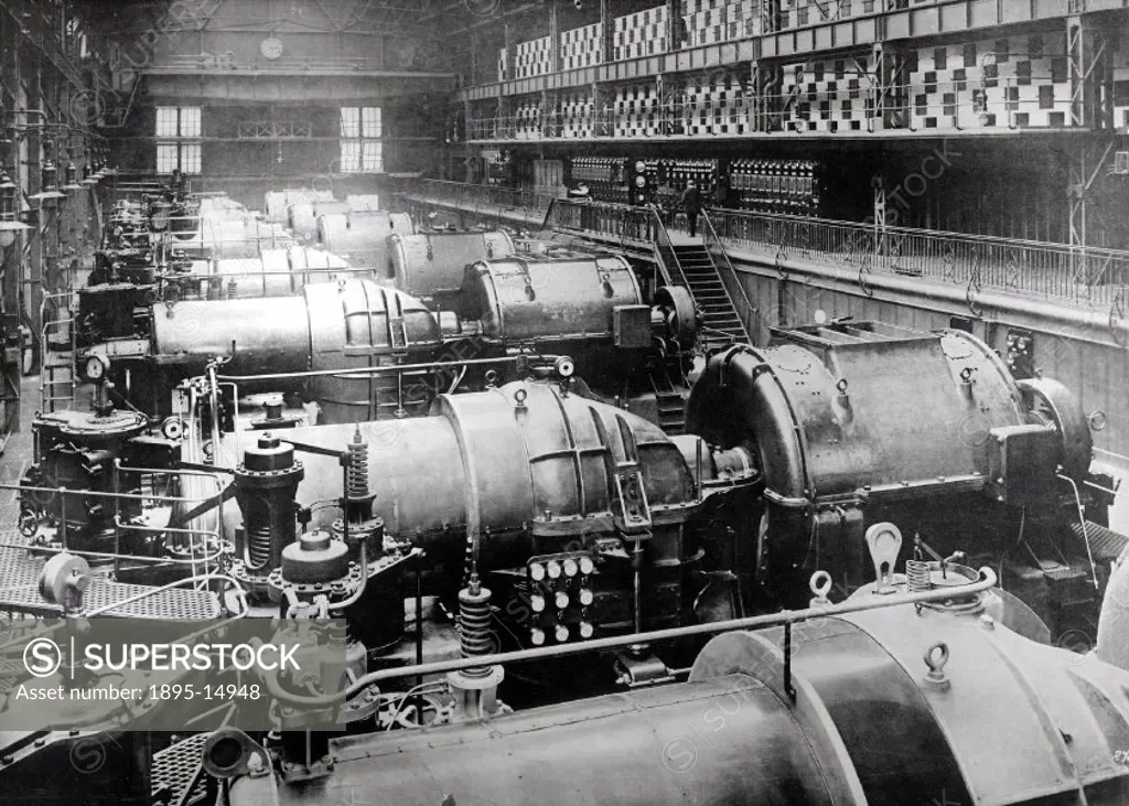 1500 kw Parsons steam turbines at Carville ´A´ Power Station, Newcastle. Sir Charles Algernon Parsons (1854-1931) was an English engineer who invented...