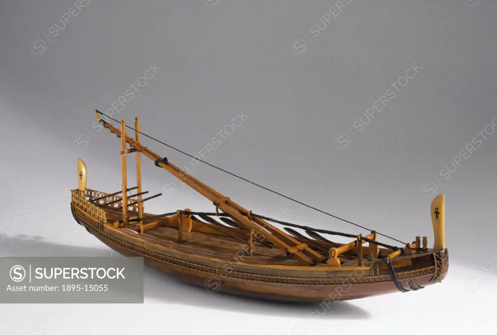 Model. This model of a ship dating from the Old Kingdom, (2686-2181 BC) is based on vessels depicted in the bas-relief discovered in the pyramid tomb ...