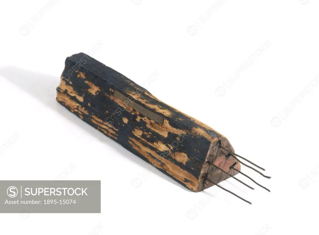This piece of telegraph cable was used in Cooke (1806-1879) and Wheatstone´s (1802-1875) first experimental telegraph, which opened between Euston Squ...