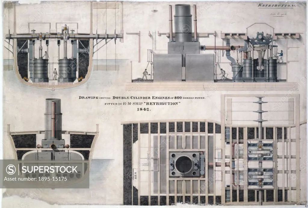 One of 58 engineering drawings in the Maudraw Collection contained in the Science Museum´s archives. The drawings show ships whose engines and boilers...