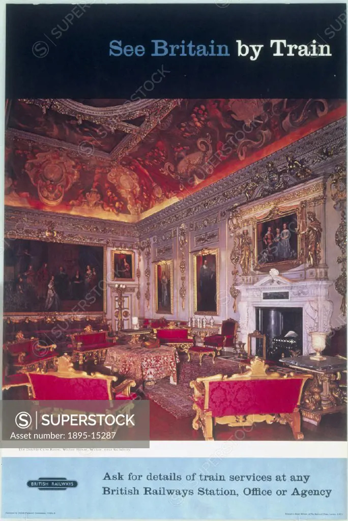 Poster shows a photograph of the Double Cube Room, Wilton House, Wilton, near Salisbury.