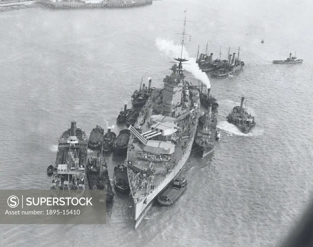 Aerial view of HMS ´Nelson´, Portsmouth, 11 January 1934.