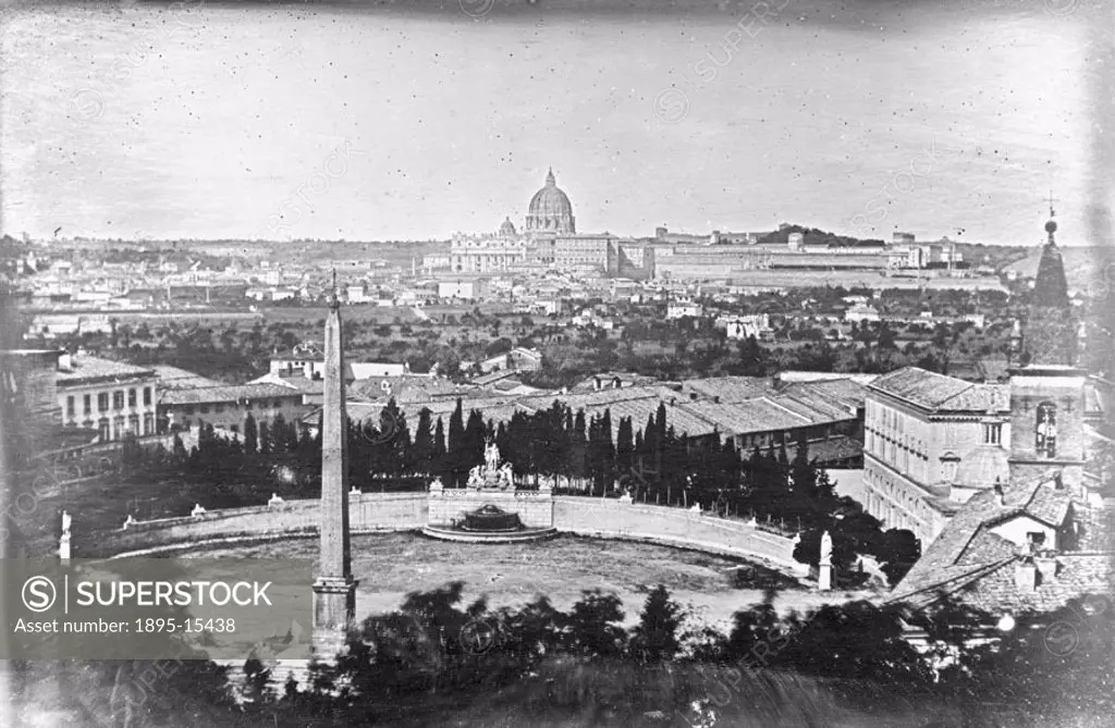 Rome. View from the Pincio. In the distance St Peter´s with the Vatican Palace and Galleries´, 9 June 1841. Daguerreotype by Alexander John Ellis (18...