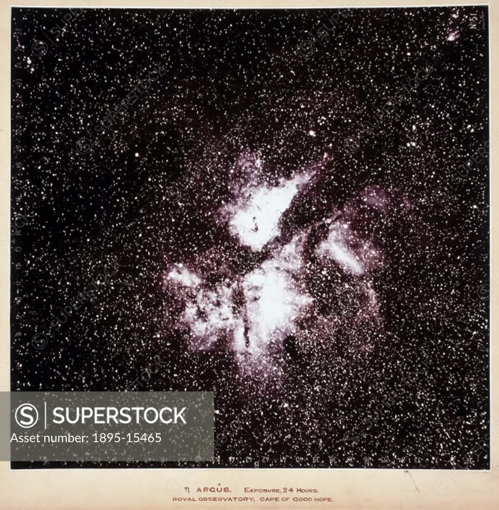 Photograph showing the emission nebula, Eta Carina (formerly Eta Argus) taken using the astrographic telescope at the Royal Observatory, Cape of Good ...