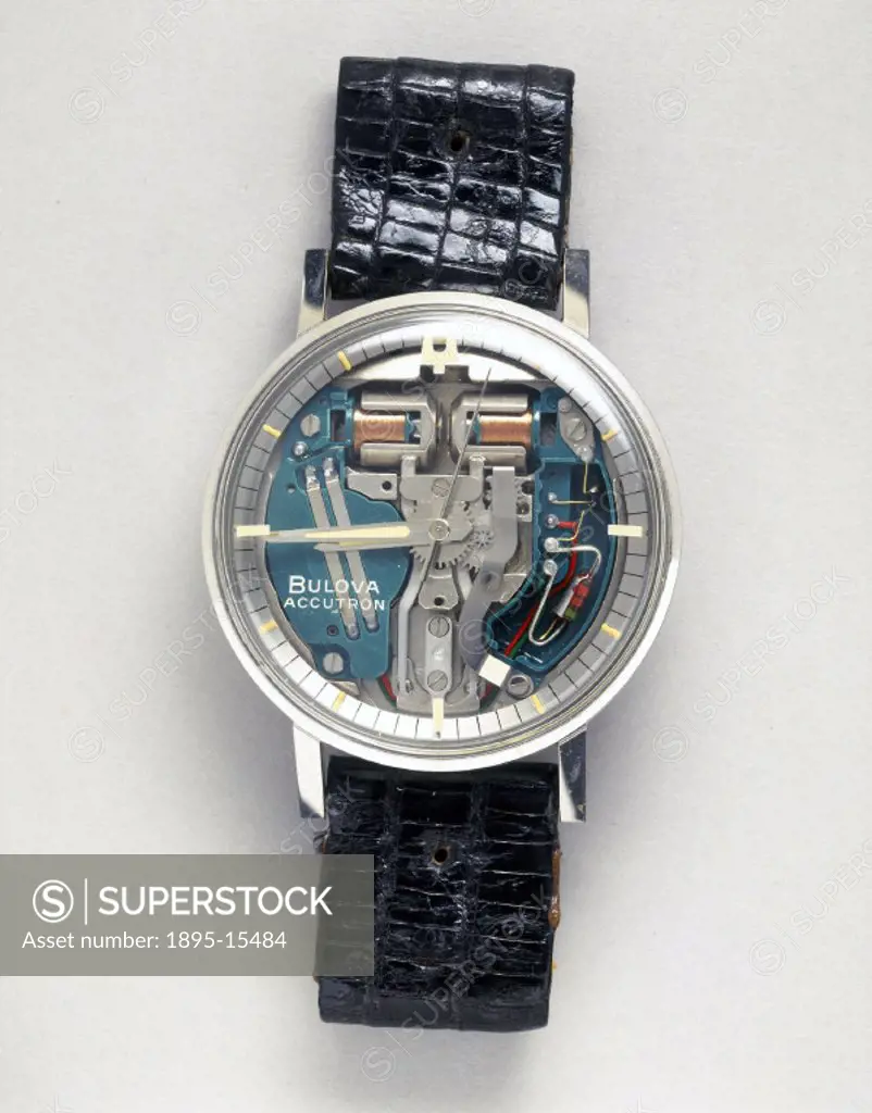This tuning fork-controlled, battery-powered wristwatch was the world´s first truly electronic watch. It was designed by Max Hetzel and released in 19...