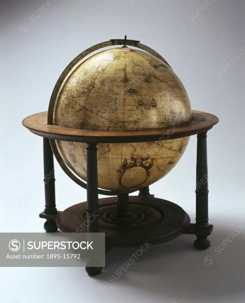 This terrestrial globe was made by Willem Janszoon Blaeu (1571-1638) in Amsterdam, the Netherlands. The Dutch were the first to make printed globes in...