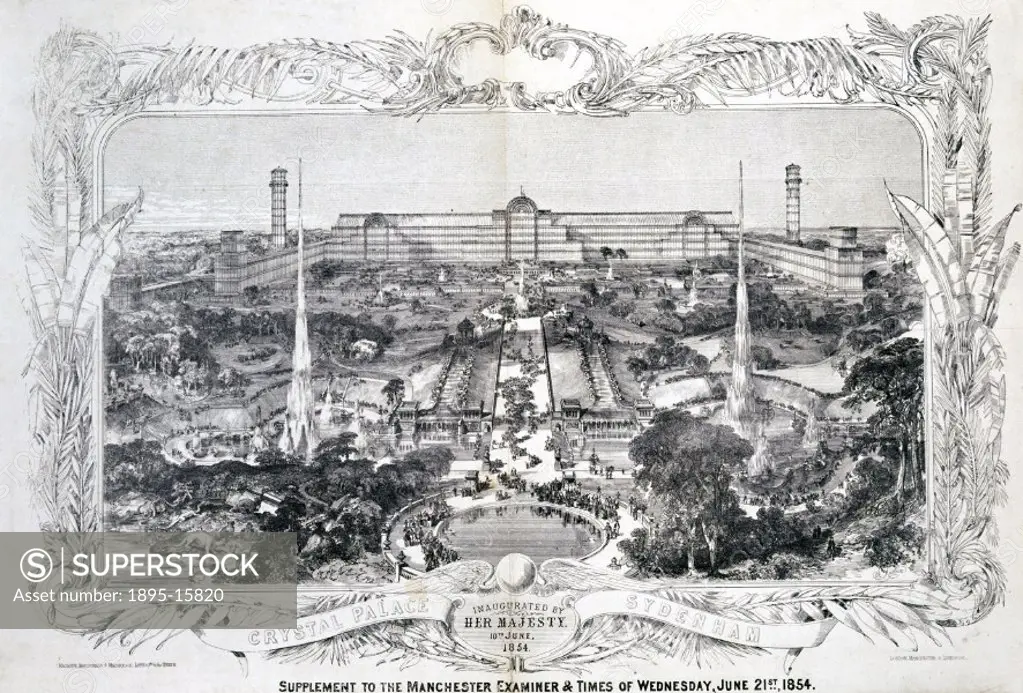 Lithograph by Maclure, Macdonald & Macgregor, published in a supplement to the Manchester Examiner’. The Crystal Palace was built to house the ´Great...