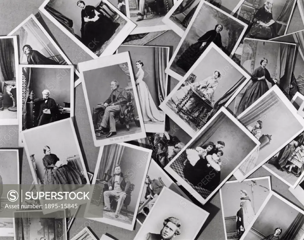 A collection of carte-de-visite photographs, c late nineteenth century. The carte-de-visite photograph acted as a portrait calling card. They were tak...