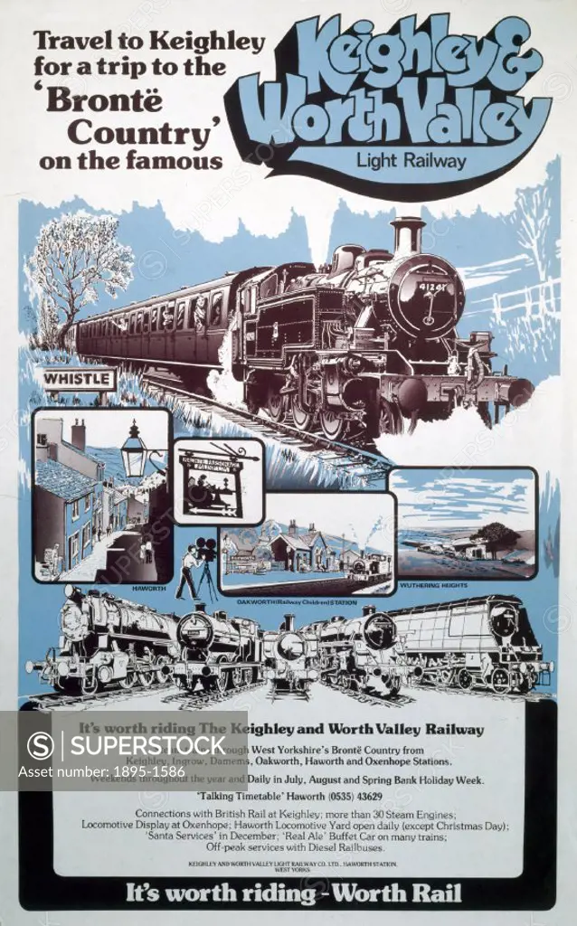 Keighley & Worth Valley Light Railway poster. ´Travel to Keighley for a Trip to the ´Bronte Country´ on the famous Keighley & Worth Valley Light Railw...