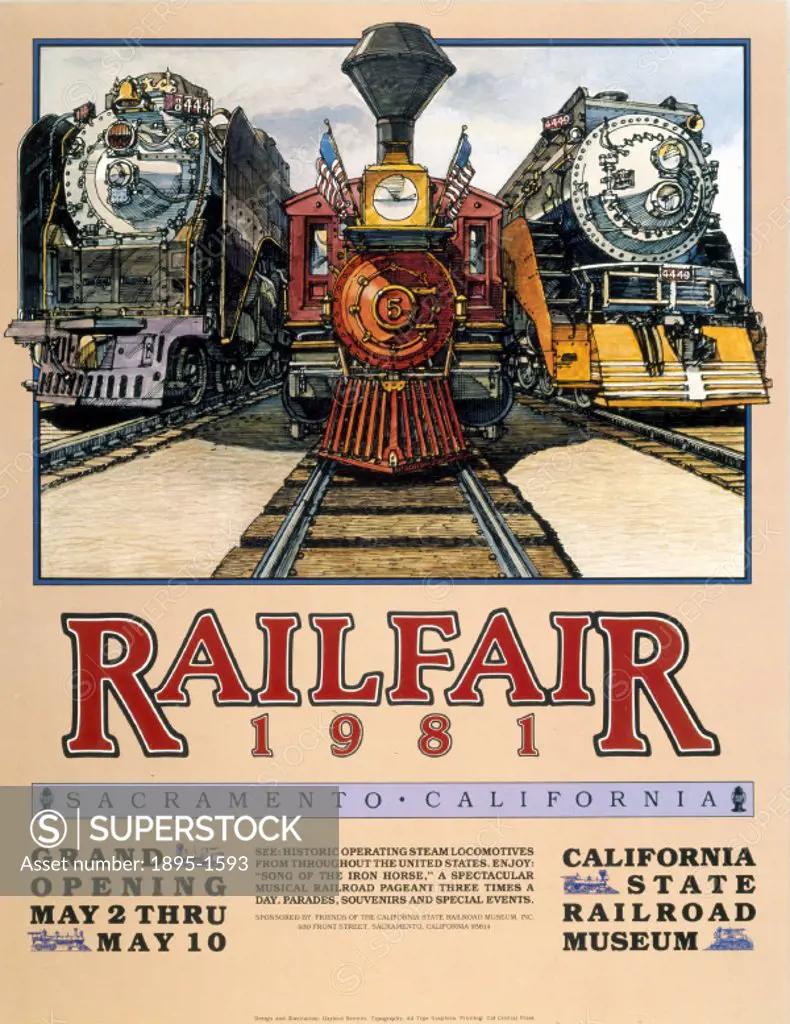 California State Railroad Museum poster. ´Railfare 1981, Sacramento, California´.