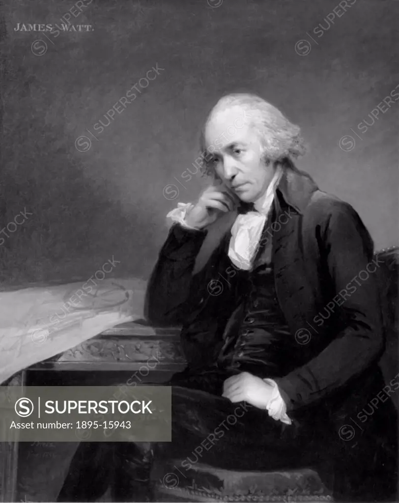 Portrait by Carl Fredrik von Breda of James Watt (1736-1819), Scottish engineer and instrument maker who invented the modern steam engine which became...