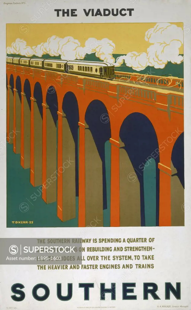 Progress Posters - No.3, The Viaduct´, Southern Railways poster, 1925. Artwork by T D Kerr.