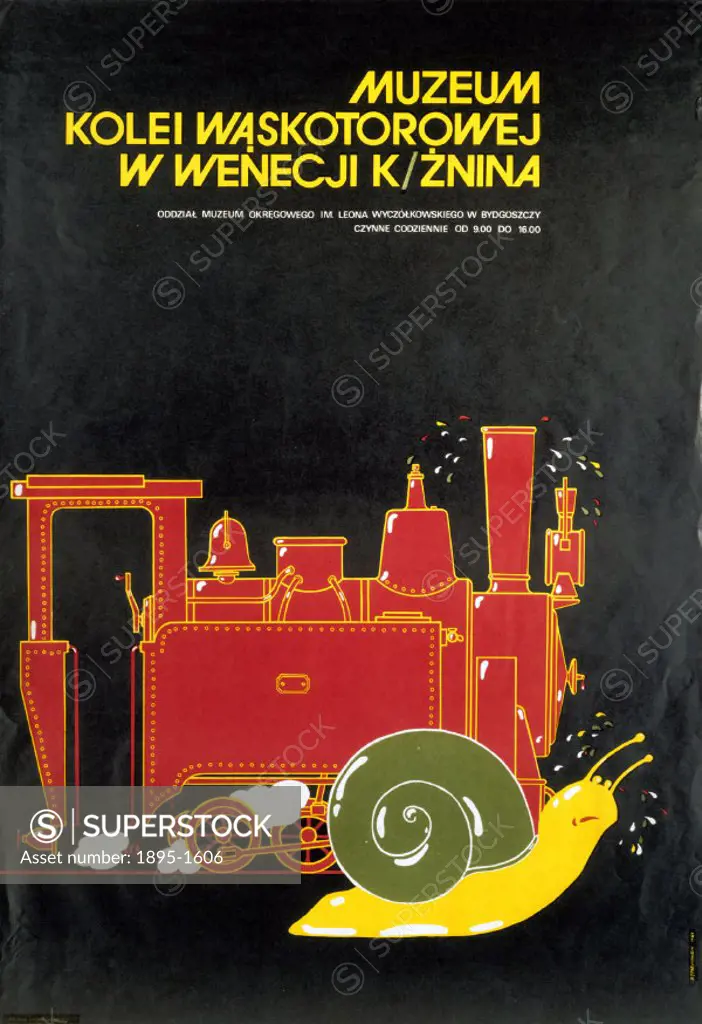 Muzeum Kolei Waskotorowej W Wenecji K/Zniana´, exhibition poster, 1984. Poster produced for the Muzeum Kolei Waskotorowej in Poland to promote their c...