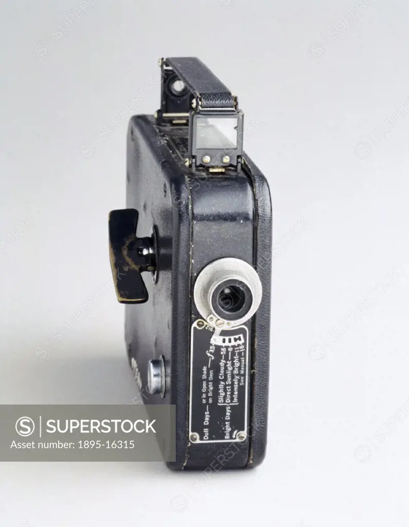 Cine-Kodak Eight camera, model 20, American, c 1936.Made by Kodak, this camera was designed to revolutionise amateur cinematography, by reducing costs...