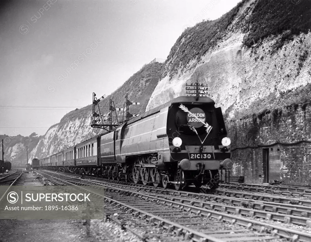 ´Golden Arrow´ cross_Channel boat train service, 1 July 1946. Southern Railways West Country Class 4_6_2 steam locomotive No 21C130 later numbered 340...