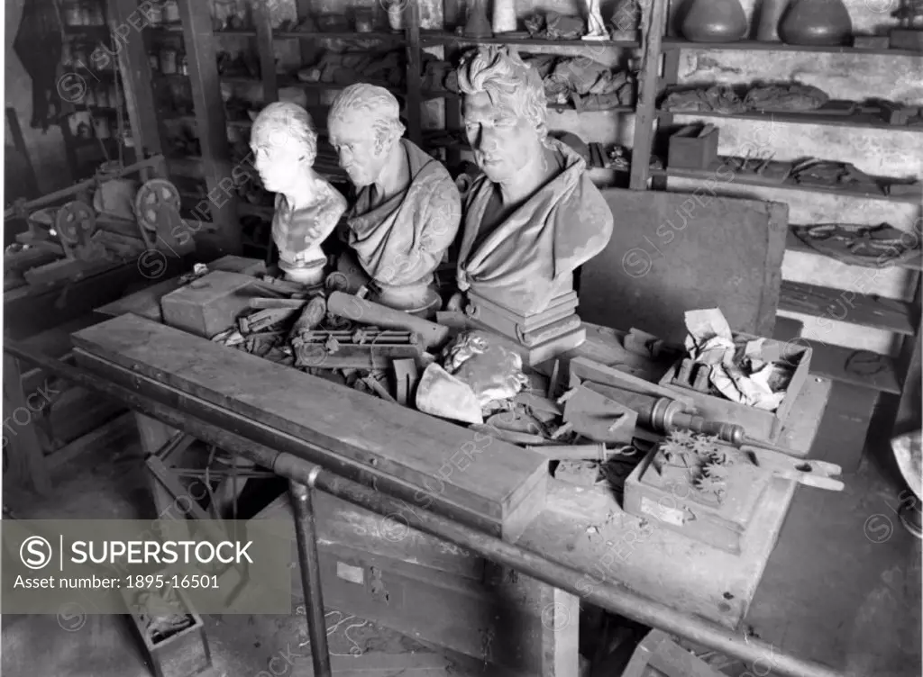 The workshop of James Watt (1736-1819), December 1924. One of four photographs taken at Heathfield by J Willoughby Harrison when the contents of the r...
