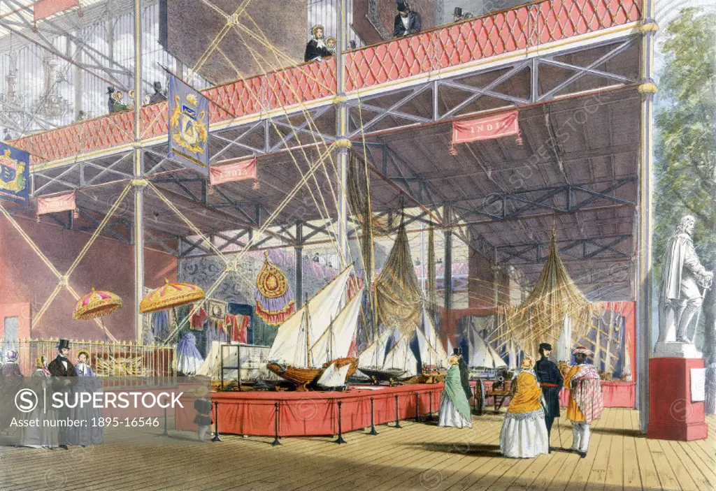 Illustrated plate taken from Dickinsons ´Comprehensive Pictures of The Great Exhibition´ (1854). The Crystal Palace was built to house the ´Great Exh...