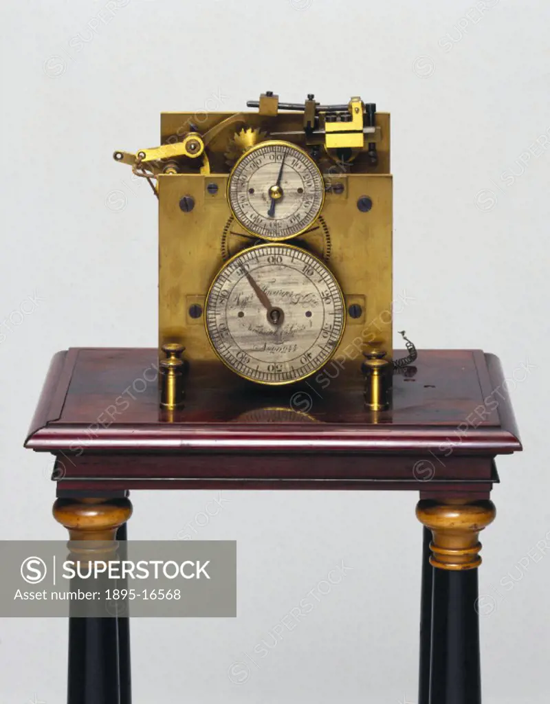 Detail. Invented by Matthias Hipp of Neuchatel, Switzerland, this device was used to measure short intervals of time to an accuracy of 1/1000th of a s...