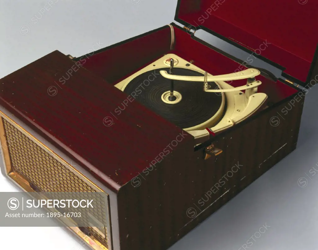 ´Emisonic´ stereo record player, late 1950s.This record player has a separate loudspeaker.