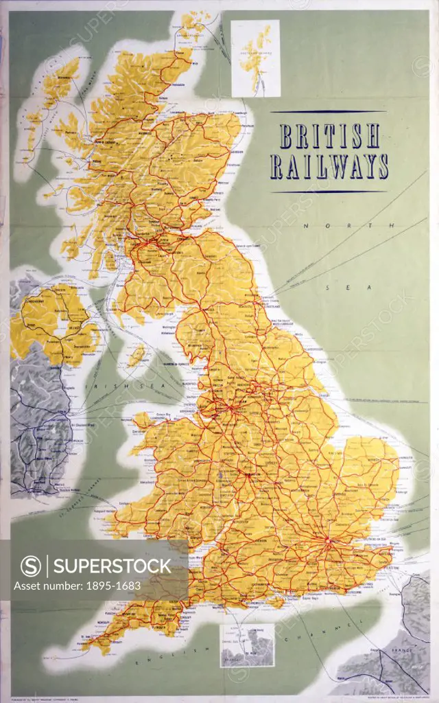 BR poster. ´British Railways - Map of the System´, 1962.