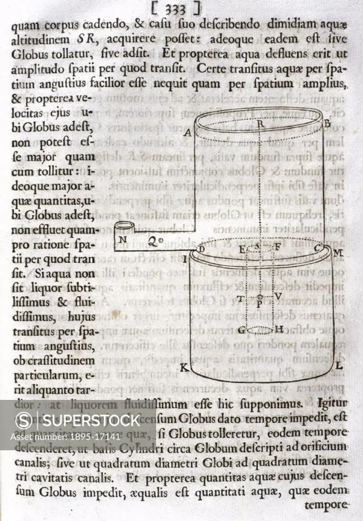 Diagram on page 333 from the first edition of Newton´s ´Principia Mathematica´ (1687). This proposition states that ´If a cylinder moves uniformly for...