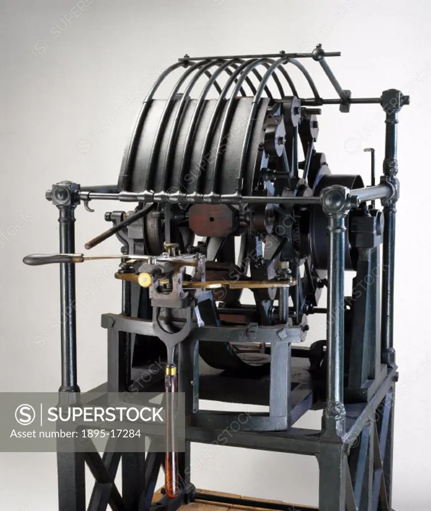 Portsmouth block-making machinery was used for making ship´s pulley blocks. It was designed by Marc Isambard Brunel (1769-1849) and made by Henry Maud...