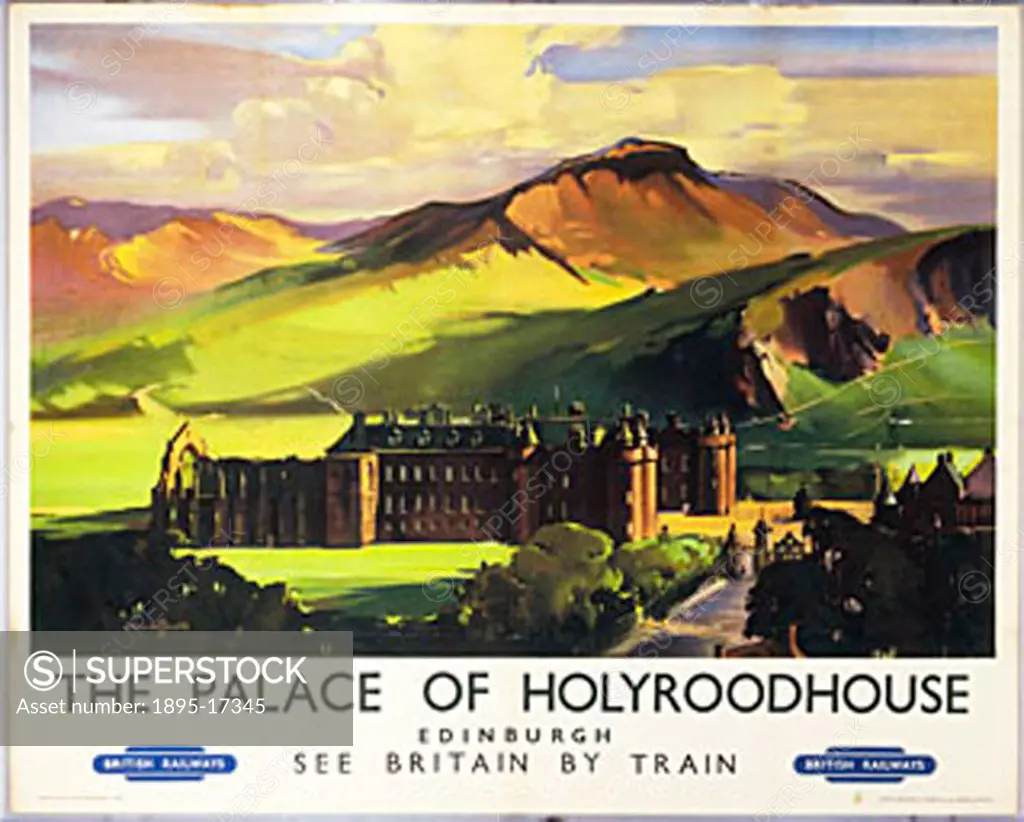 Poster produced by BR to promote travel to the Palace of Holyroodhouse in Edinburgh, one of the QueenÕs official residences. Artwork by Claude Buckle ...