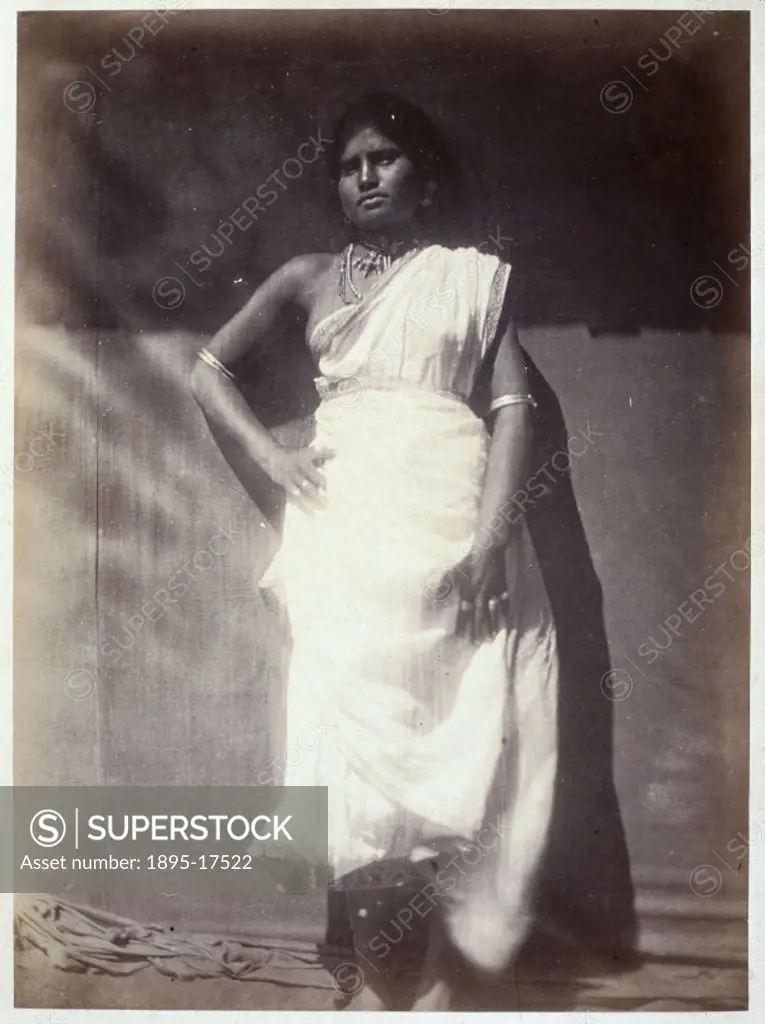 Full length portrait of a woman from Ceylon (now Sri Lanka) by Julia Margaret Cameron (1815-1879). Cameron´s photographic portraits are considered amo...