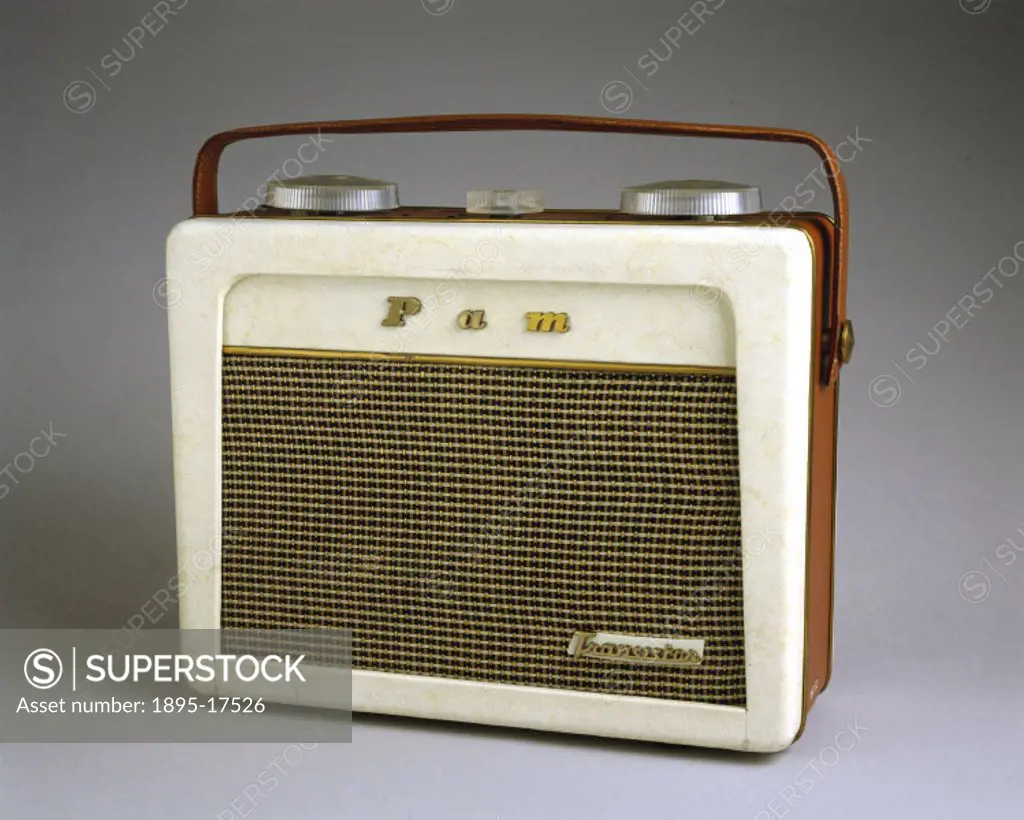 Pam 710 portable radio receiver, 1956.When Pam, the first all-transistor radio made in Britain, appeared in 1956, there were already portable valve ra...