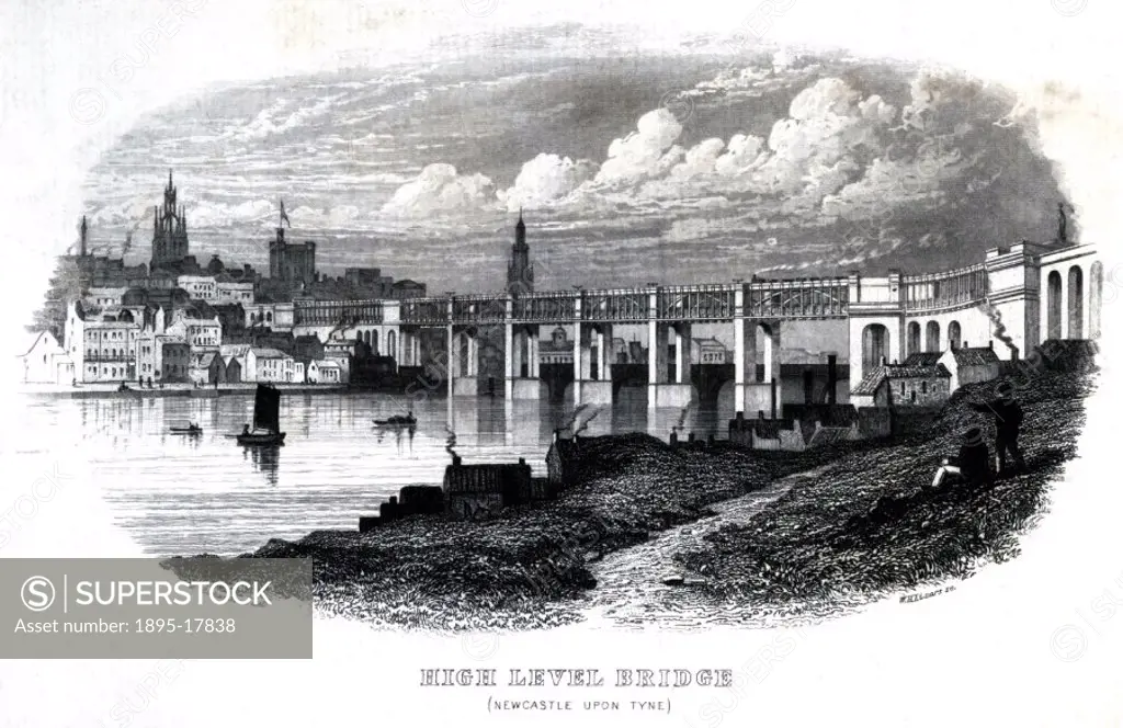 Engraving by W H Lizars after original artwork by E Richardson. This bridge, which was officially opened on 28th September 1849, was built for the Yor...