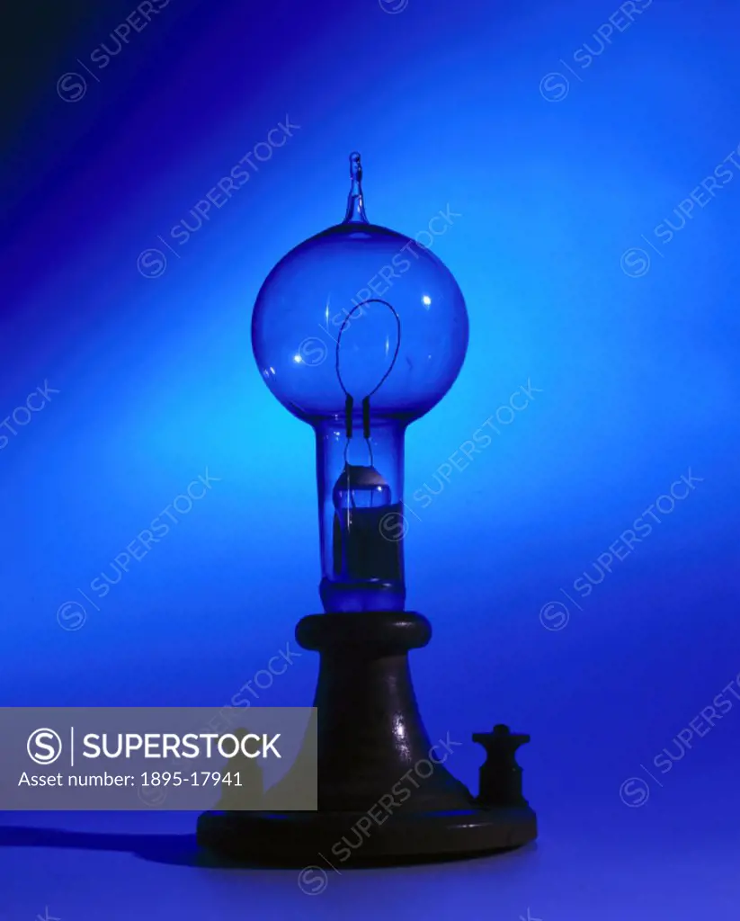 Made by the American inventor Thomas Alva Edison (1847-1931). Edison´s lamp had a single loop of carbon which glowed when a current flowed through it....